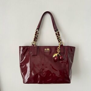 Coach Cherry Red Patent Leather Tote